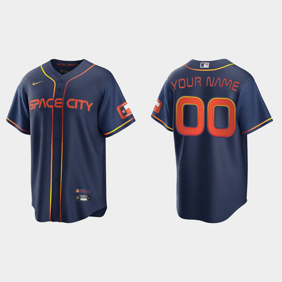 Men's Houston Astros Customized 2022 City Connect Navy Stitched Baseball Jersey-0