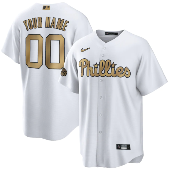 Men's Philadelphia Phillies Active Player Custom 2022 All-Star White Cool Base Stitched Baseball Jersey-0