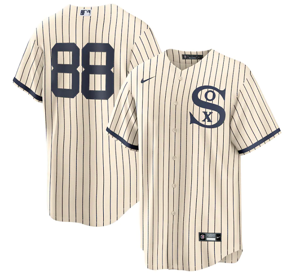 Men's Chicago White Sox #88 Luis Robert 2021 Cream/Navy Field of Dreams Cool Base Stitched Jersey-0