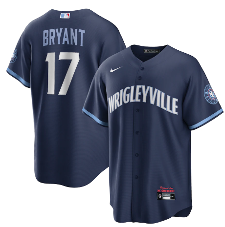 Men's Chicago Cubs #17 Kris Bryant 2021 Navy City Connect Stitched MLB Jersey-0