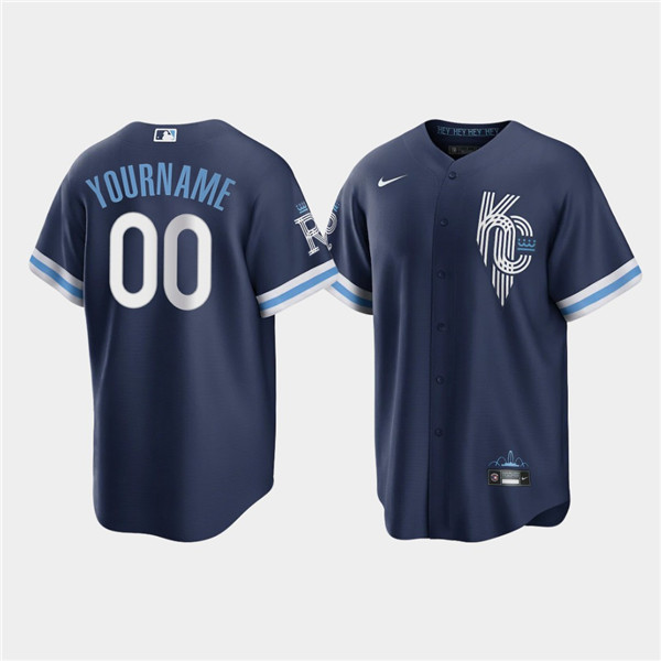 Men's Kansas City Royals Active Player Custom 2022 Navy City Connect Cool Base Stitched Jersey-0