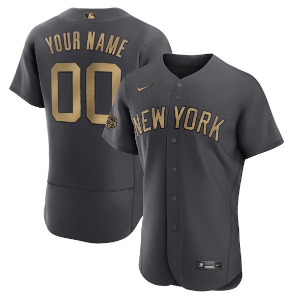 Men's New York Yankees Active Player Custom 2022 All-star Charcoal Flex Base Stitched Baseball Jersey-0