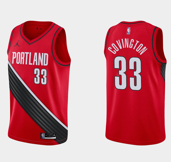 Men's Portland Trail Blazers #33 Robert Covington Red Statement Edition Stitched Basketball Jersey-0