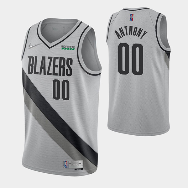 Men's Portland Trail Blazers #00 Carmelo Anthony Grey Stitched NBA Jersey-0