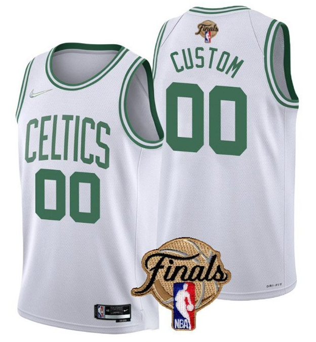 Men's Boston Celtics Active Player Custom 2022 White NBA Finals Stitched Jersey-0