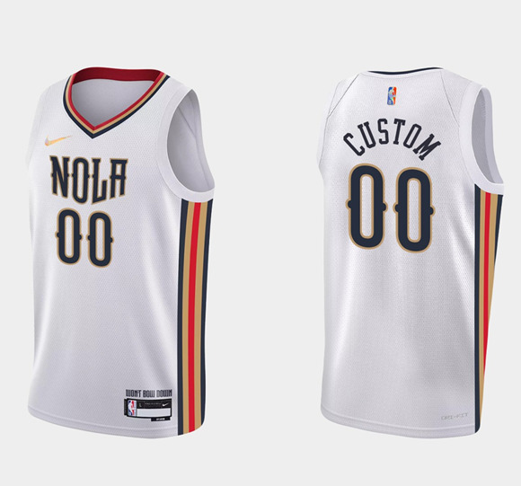 Men's New Orleans Pelicans Active Player Custom 2021/22 City Edition White 75th Anniversary Stitched Jersey-0