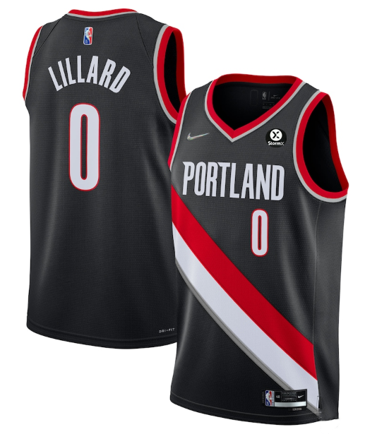 Men's Portland Trail Blazers #0 Damian Lillard Black 2021/22 Icon Edition 75th Anniversary Stitched Basketball Jersey-0