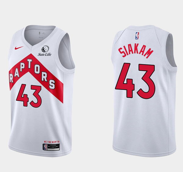 Men's Toronto Raptors #43 Pascal Siakam 2020/21 White Swingman Stitched Basketball Jersey-0