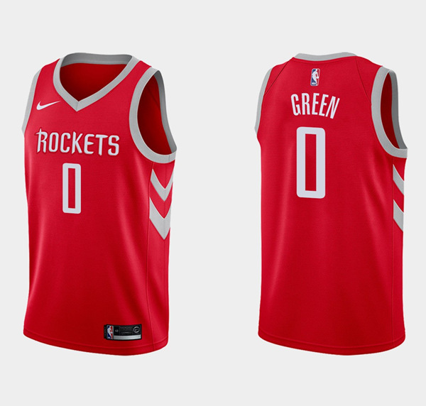 Men's Houston Rockets #0 Jalen Green Icon Edition Red Stitched Basketball Jersey-0