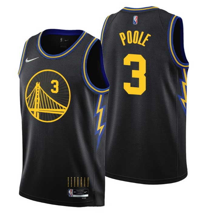 Men's Golden State Warriors #3 Jordan Poole Black Stitched Basketball Jersey-0