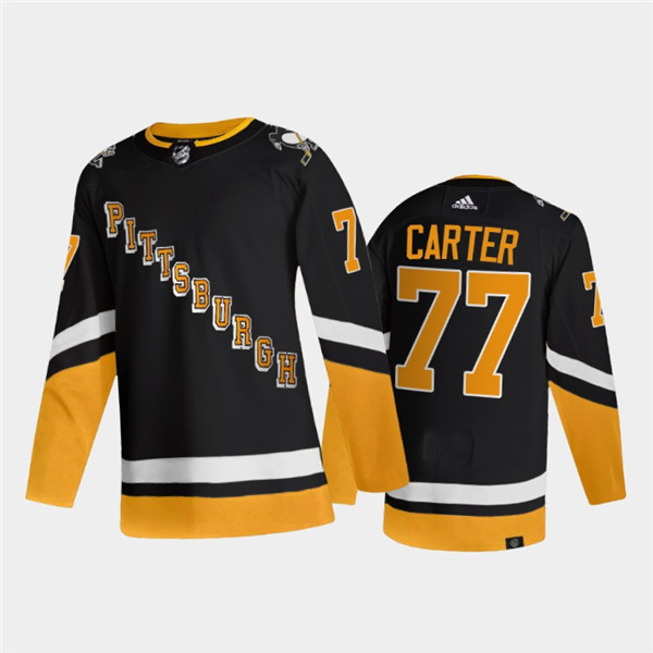 Men's Pittsburgh Penguins #77 Jeff Carter 2021/2022 Black Stitched Jersey-0