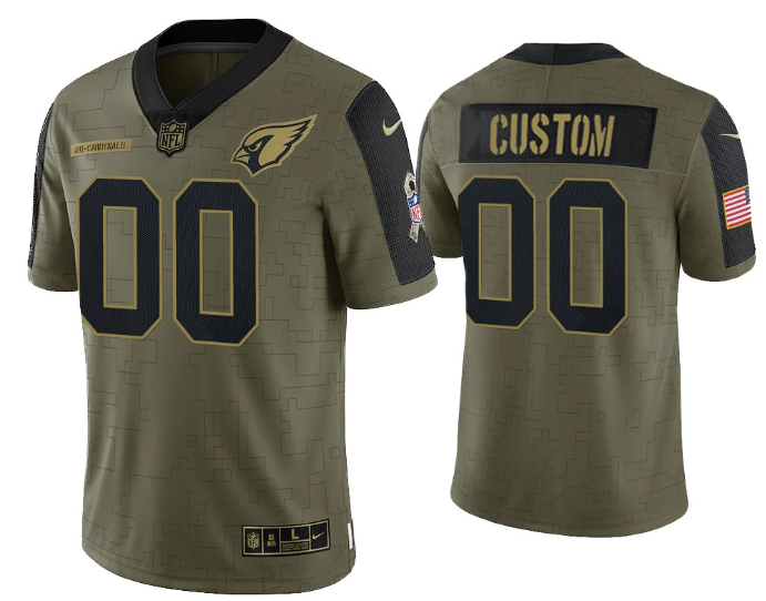 Men's Arizona Cardinals ACTIVE PLAYER Custom 2021 Olive Salute To Service Limited Stitched Jersey-0