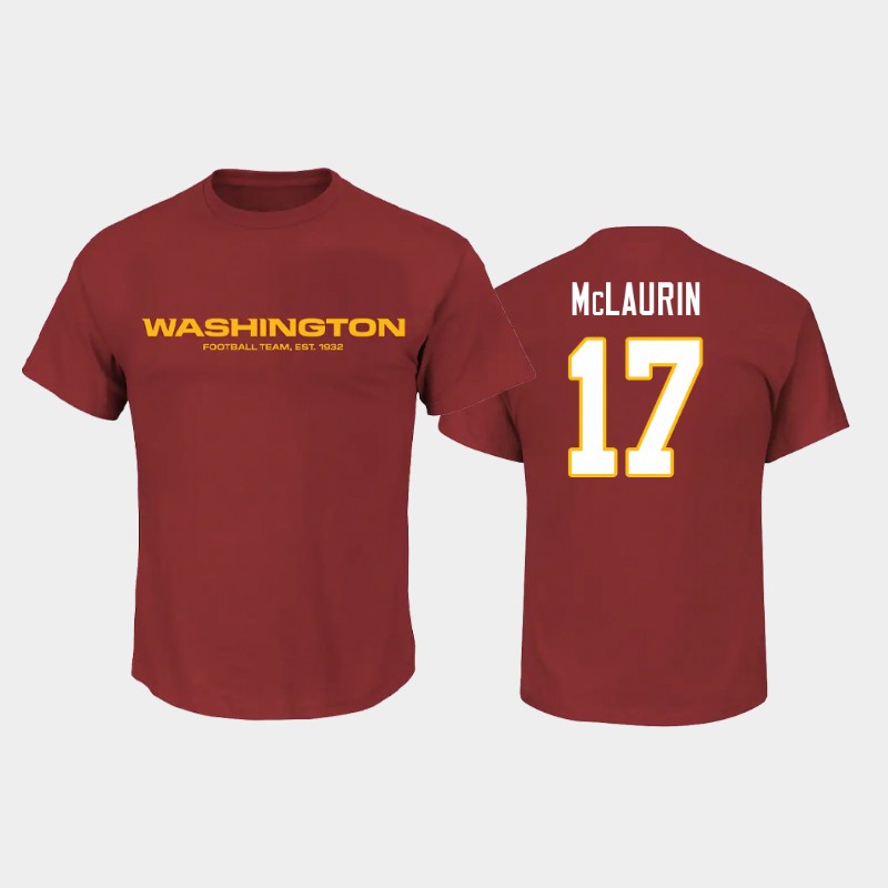 Men's Washington Football Team #17 Terry McLaurin 2020 Red Name&Number T-Shirt-0