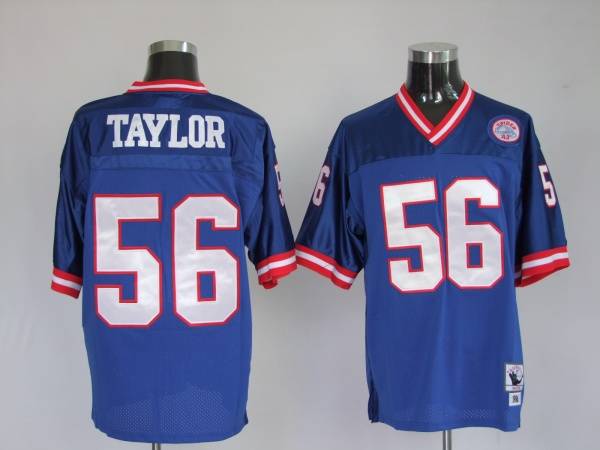 Men's New York Giants Customized Blue Mitchell and Ness Stitched Jersey-0