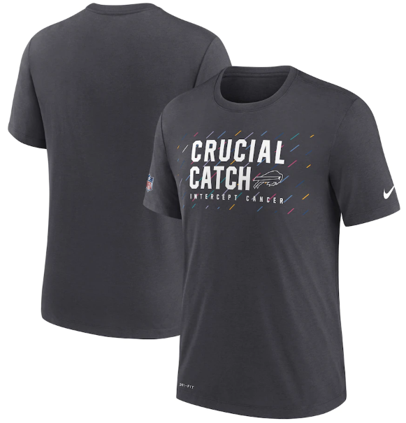 Men's Buffalo Bills Charcoal 2021 Crucial Catch Performance T-Shirt-0
