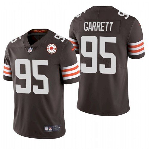 Men's Cleveland Browns #95 Myles Garrett 2021 Brown 75th Anniversary Vapor Untouchable Limited Stitched NFL Jersey-0