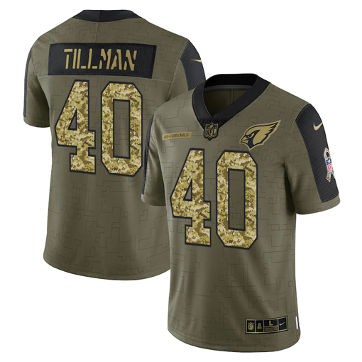 Men's Arizona Cardinals #40 Pat Tillman 2021 Olive Camo Salute To Service Limited Stitched Jersey-0