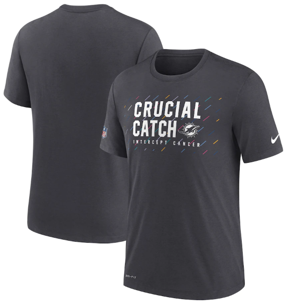 Men's Miami Dolphins Charcoal 2021 Crucial Catch Performance T-Shirt-0