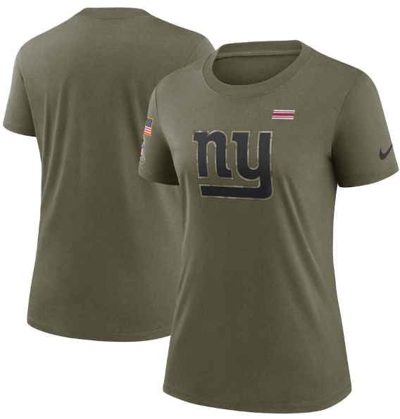 Women's New York Giants Olive 2021 Salute To Service T-Shirt (Run Small)-0
