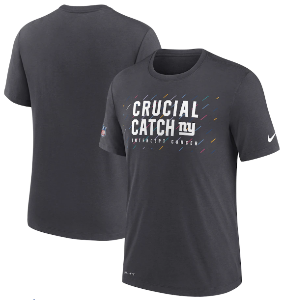 Men's New York Giants Charcoal 2021 Crucial Catch Performance T-Shirt-0