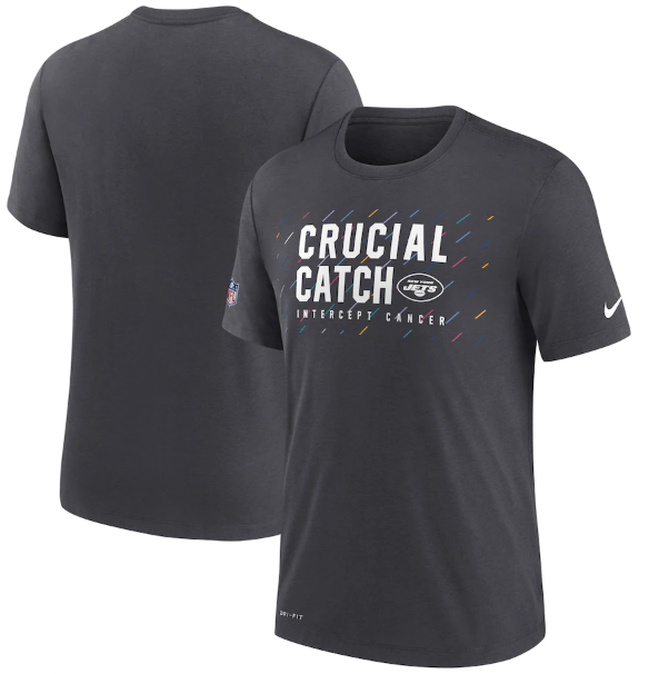 Men's New York Jets Charcoal 2021 Crucial Catch Performance T-Shirt-0