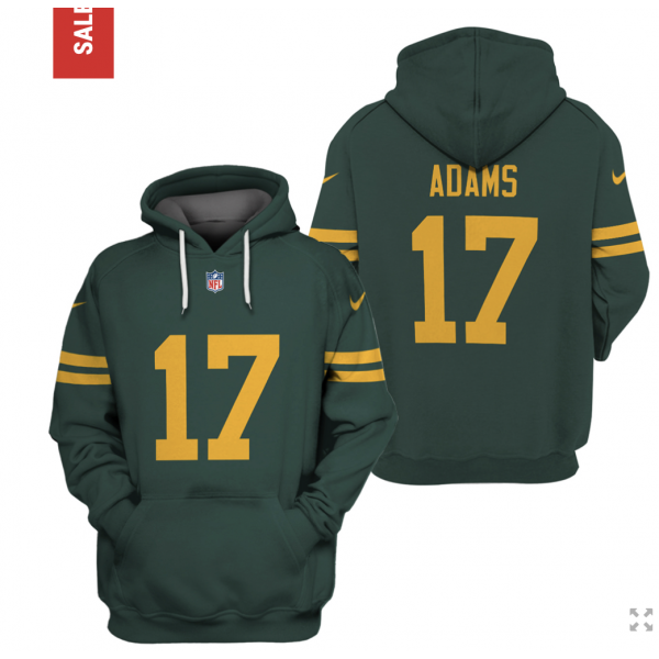 Men's Green Bay Packers #17 Davante Adams 2021 Green Pullover Hoodie-0