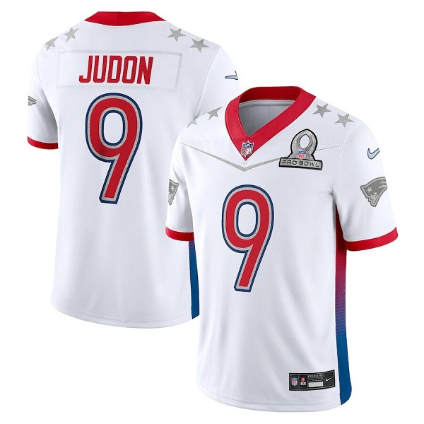 Men's New England Patriots #9 Matthew Judon 2022 White Pro Bowl Stitched Jersey-0