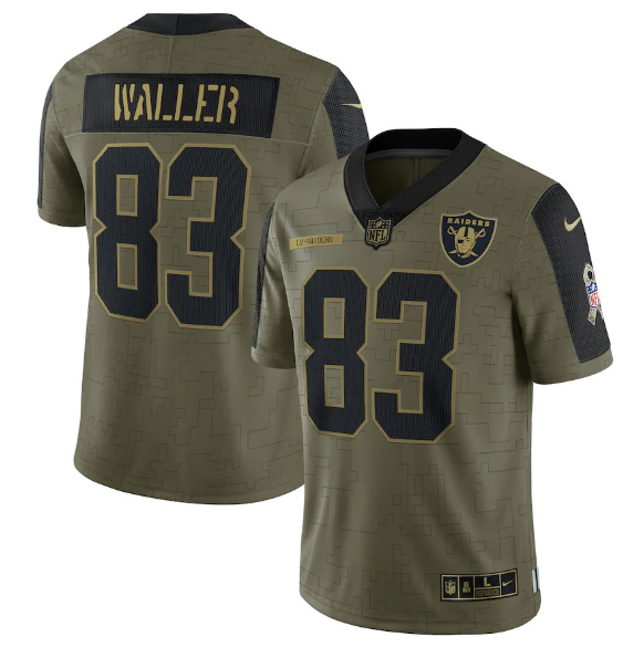 Men's Las Vegas Raiders #83 Darren Waller 2021 Olive Salute To Service Limited Stitched Jersey-0