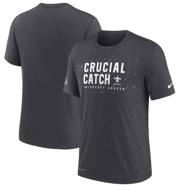 Men's New Orleans Saints Charcoal 2021 Crucial Catch Performance T-Shirt-0