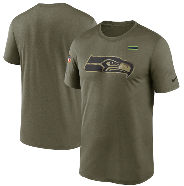 Men's Seattle Seahawks 2021 Olive Salute To Service Legend Performance T-Shirt-0