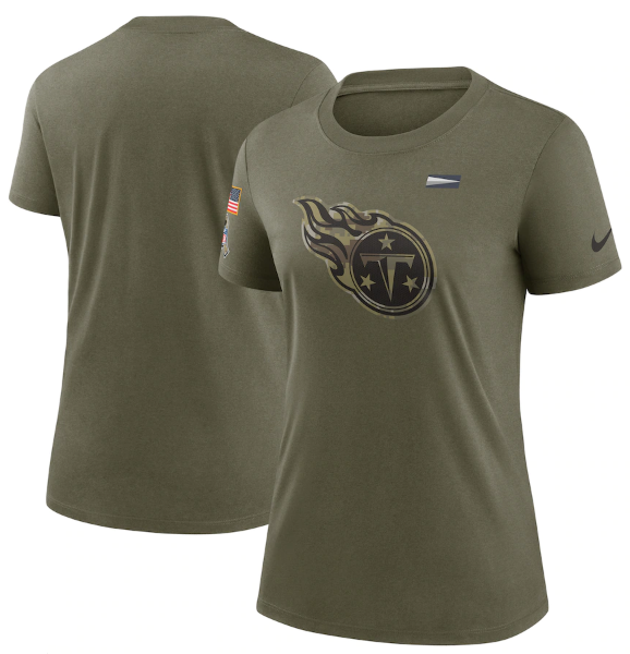 Women's Tennessee Titans Olive 2021 Salute To Service T-Shirt (Run Small)-0