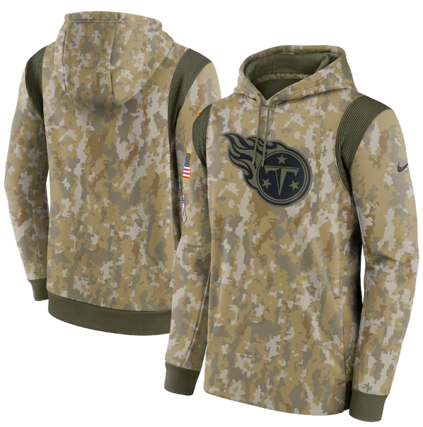 Men's Tennessee Titans Camo 2021 Salute To Service Therma Performance Pullover Hoodie-0