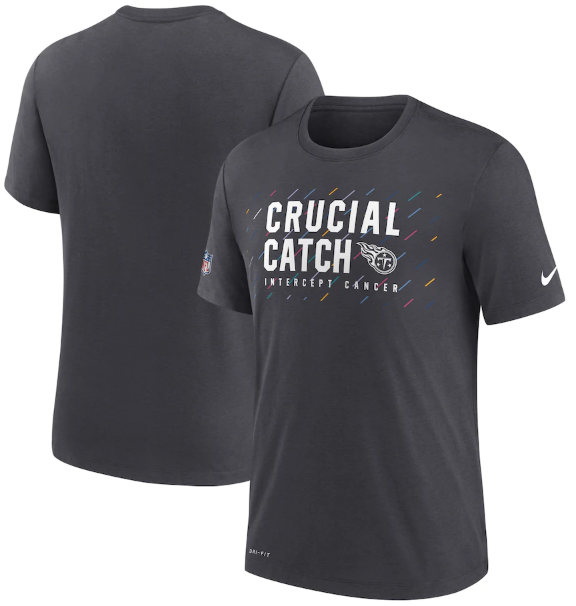 Men's Tennessee Titans Charcoal 2021 Crucial Catch Performance T-Shirt-0