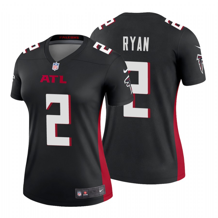 Women's Atlanta Falcons #2 Matt Ryan New Black Stitched Jersey(Run Small)-0