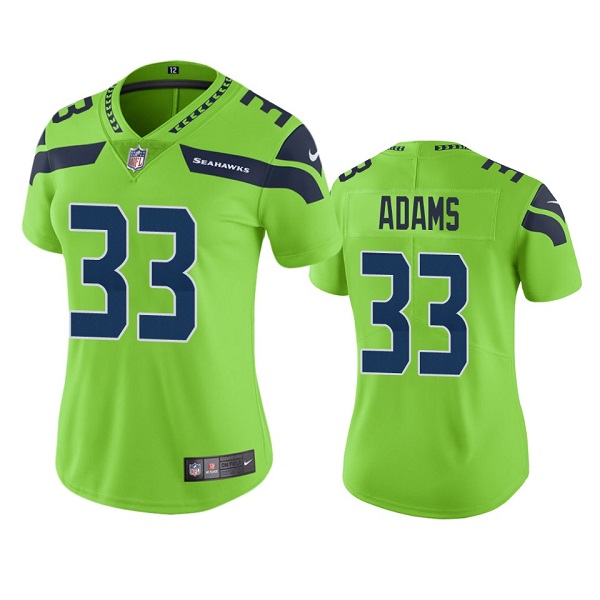 Women's Seattle Seahawks #33 Jamal Adams Green Color Rush Stitched Jersey(Run Small)-0