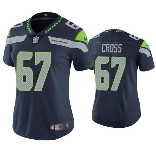 Women's Seattle Seahawks #67 Charles Cross Navy Untouchable Limited Stitched Jersey(Run Small)-0