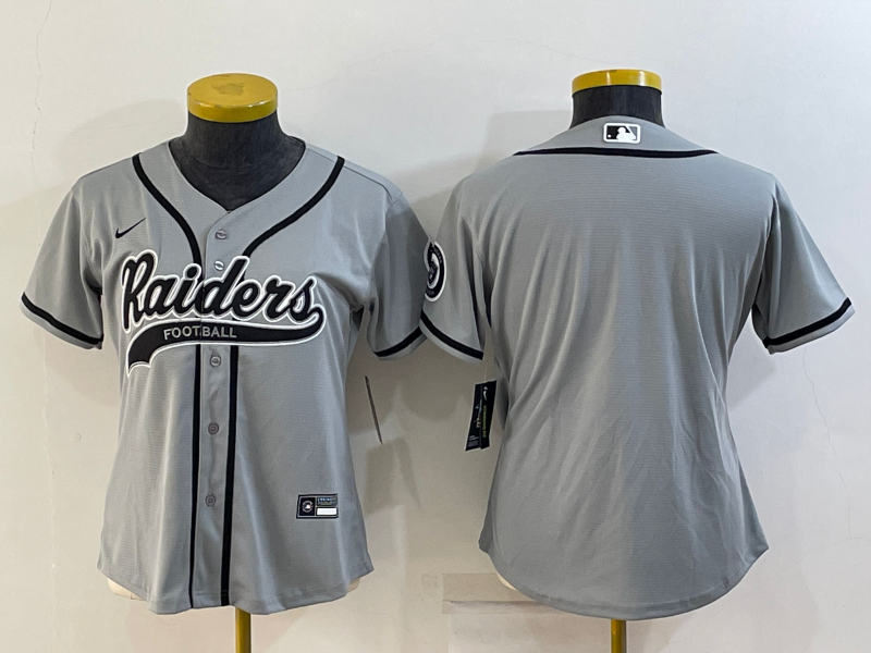 Youth Las Vegas Raiders Blank Grey With Patch Cool Base Stitched Baseball Jersey-0