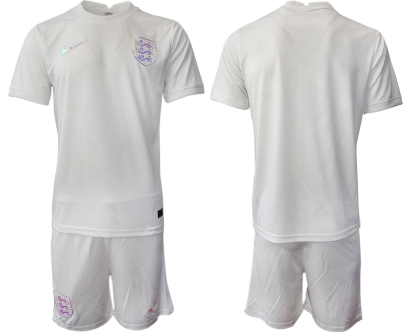 Men's England Blank White Home Soccer Jersey Suit-0