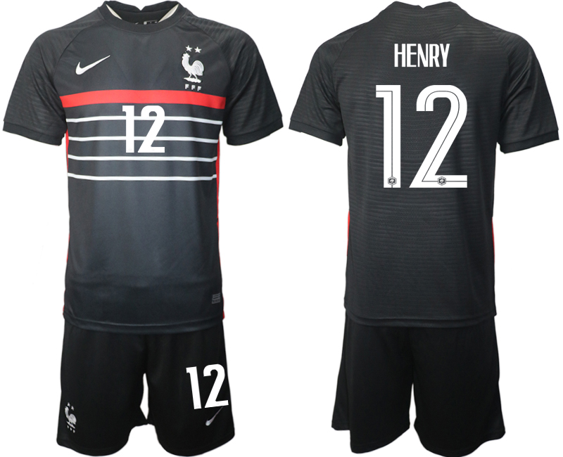 Men's France #12 Henry Black Home Soccer Jersey Suit-0
